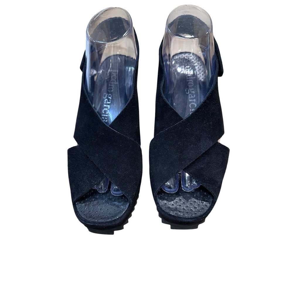 Pedro Garcia Federica Black Suede Criss-Cross Platform Sandals Spain 38.5/8.5 - Picture 3 of 10